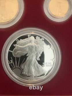 1995-w American Proof Silver And Gold Eagle 10th Anniversary Coin Set Withbox Coa