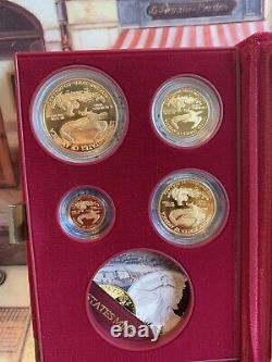 1995w Proof American Gold Eagle 5 Pièces Set Mint Box, Coa, Gold Foil No Silver Coin