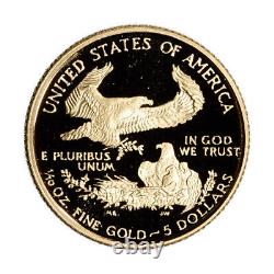 1996-w American Gold Eagle Proof (1/10 Oz) 5 $ En Ogp