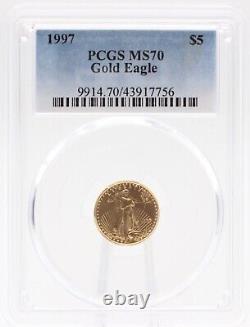 1997 Pcgs Ms70 $5 Gold American Eagle 1/10 Oz