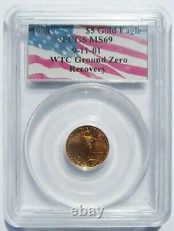 1998 $5 Gold American Eagle Wtc Ground Zero Recovery Ms69 Pcgs