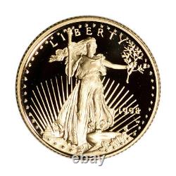 1998-w American Gold Eagle Proof (1/10 Oz) 5 $ En Ogp