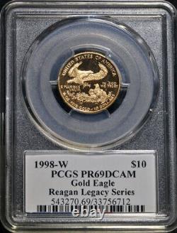 1998-w Gold American Eagle 10 $ Pcgs Pr69 Dcam Reagan Legacy Series