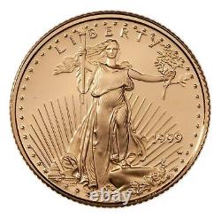 1999-W $5 1/10 Oz. Gold American Eagle Proof en condition de bijou dans une capsule seulement