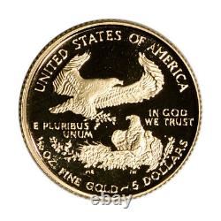 1999-w American Gold Eagle Proof (1/10 Oz) 5 $ En Ogp