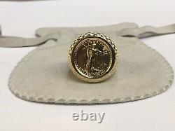 20 MM Coin Ring American Eagle Coin 14k Or Jaune Finition Sans Pierre