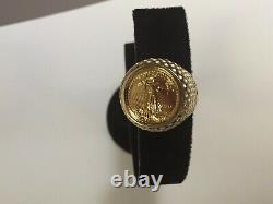 20 MM Coin Ring American Eagle Coin 14k Or Jaune Finition Sans Pierre