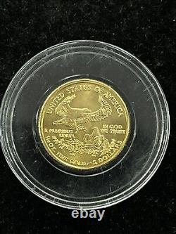 2000 $5 Aigle américain en or de 1/10 oz. Pièce d'or BU dans une capsule