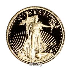 2001-w American Gold Eagle Proof (1/10 Oz) 5 $ En Ogp