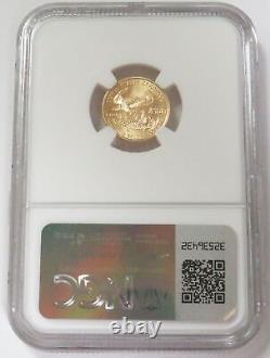 2002 Pièce d'or American Eagle de 5 $, 1/10 oz, état de frappe de la Monnaie Ngc 70