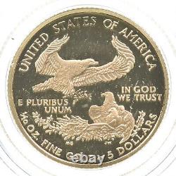 2002-W 5 $ Aigle d'or américain 1/10 oz Or Preuve 7164