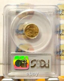 2003 1/10 Oz Gold American Eagle Coin 5 $ Pcgs Ms69 Retour Date Gold Eagle