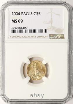 2004 $5 Or 1/10 oz Aigle américain en or NGC MS69