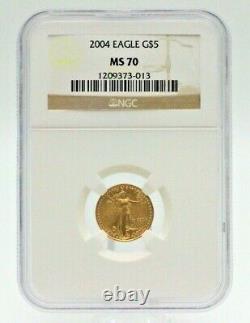 2004 Ngc Ms70 $5 Gold American Eagle 1/10 Oz