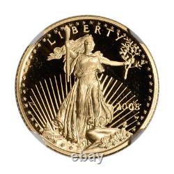 2005-w American Gold Eagle Proof 1/10 Oz 5 $ Ngc Pf70 Ucam