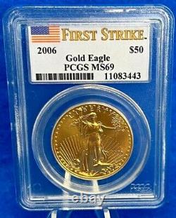 2006 50 $ Gold American Eagle 1 Oz. Pcgs Ms69 Première Grève