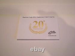2006-w American Eagle 20e Anniversaire Gold 3 Coin Set Withbox & Coa