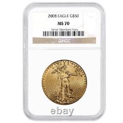 2008 1 Oz $ 50 Gold American Eagle Coin Ngc Ms 70
