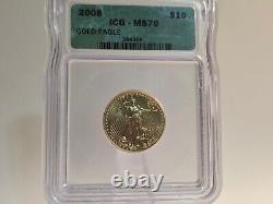 2008 American $10 1/4 OZ Gold Eagle ICG MS70 Scarce 	
<br/> 		<br/>
Traduction en français : 2008 American $10 1/4 OZ Gold Eagle ICG MS70 Rare