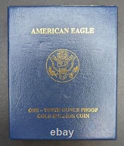 2008-W $5 Or 1/10 Once American Eagle Preuve D'or avec Boîte et COA