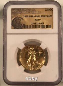 2009 $20 Ultra High Relief 1 Oz Or Pcgs Ms 69 Double Eagle Coin Vingt Dollars