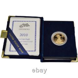 2010-w American Gold Eagle Proof 1/2 Oz 25 $ En Ogp