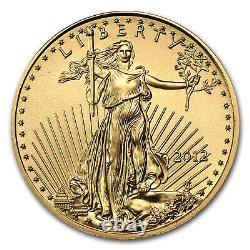 2012 1/10 oz Gold American Eagle BU SKU #65083 translates to '2012 1/10 oz Eagle d'or américain BU SKU #65083' in French.