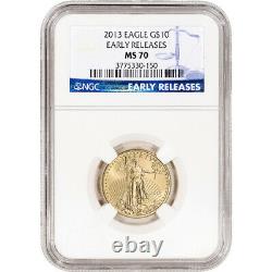 2013 Américaine Gold Eagle 1/4 Oz 10 $ Ngc Ms70 Communiqués Tôt