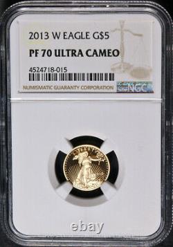 2013-w Aigle D'or Américain 5 $ Ngc Pf70 Ultra Cameo Brown Label Stock