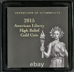 2015-w High Relief Liberty Eagle Gold Coin 100 $ Us. 9999 Or Fin Dans La Boîte W Coa