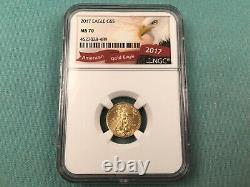 2017 1/10 Oz Gold American Eagle Coin Flawless Ms70 Ngc