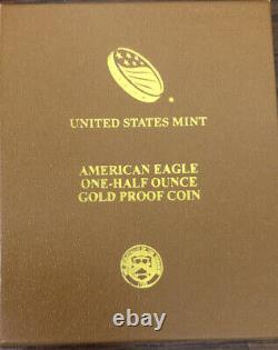 2017-w Gold American Eagle Proof. 25 $ 1/2 Oz Or. Emballage Du Gouvernement D'origine