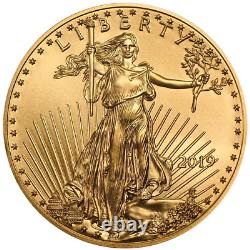 2019 $5 American Gold Eagle 1/10 oz Brilliant Uncirculated translated in French is: '2019 $5 Aigle d'Or Américain 1/10 oz Éclatante Non Circulée'