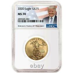 2020 25 $ Américain Gold Eagle 1/2 Onces. Ngc Ms70 Trump Étiquette