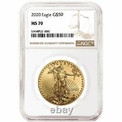 2020 50 $ Américain Gold Eagle 1 Oz Ngc Ms70 Brown Étiquette
