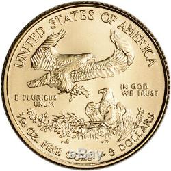 2020 Américaine Gold Eagle 1/10 Oz 5 $ Bu Cinq 5 Pièces
