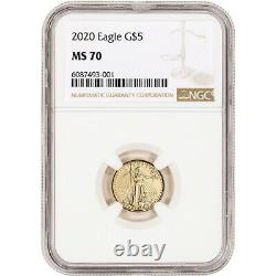 2020 American Gold Eagle 1/10 Oz 5 $ Ngc Ms70