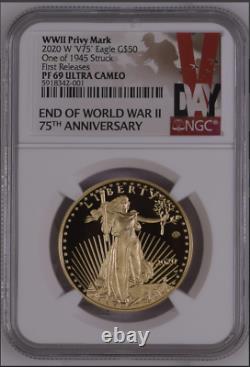 2020 Fin De La Seconde Guerre Mondiale 75e Anniversaire American Eagle Gold Pf69 Ultra Cameo