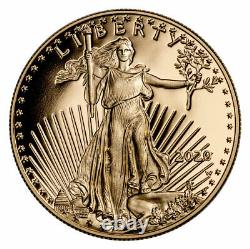 2020 W 1 Oz D'or American Eagle Proof 50 $ Coin Gem Preuve Ogp Sku60843