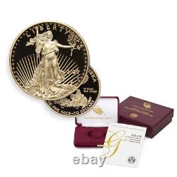 2020-W 1 oz $50 Gold Eagle Proof Pièce de monnaie en or de 22K avec coffret de la Monnaie des États-Unis et certificat d'authenticité