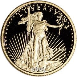 2020 W American Gold Eagle Proof 1/10 Oz 5 $ En Ogp