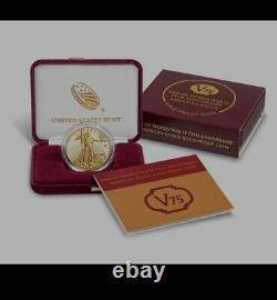 2020-w American Gold Eagle V75 Fin De La Ww2 75th Anniversary Coin (in Hand)