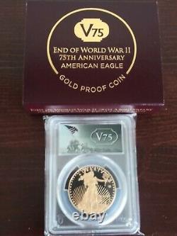 2020-w Fin De La Seconde Guerre Mondiale 50 $ American Gold Eagle Privé V75 Pcgs Pr70 Dcam