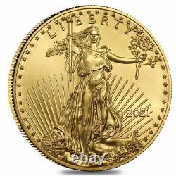 2021 1/2 Oz Gold American Eagle 25 $ Pièce Bu