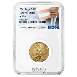 2021 10 $ Type 1 Aigle D'or Américain 1/4 Oz Ngc Ms69 Trump Label