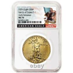 2021 $50 American Gold Eagle 1 Oz Ngc Ms70 Black Er Label