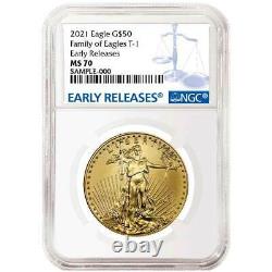 2021 50 $ American Gold Eagle 1 Oz Ngc Ms70 Blue Er Label