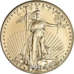 2021 American Gold Eagle 1 Oz 50 $ 1 Roll Twenty 20 Bu Coins In Mint Tube