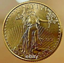 2021 American Gold Eagle Bu 5 $ 1/10 Oz - Type 1 Brillant Non Circulé