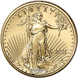 2021 American Gold Eagle Type 2 1/10 Oz 5 $ Ngc Ms70 Première Journée Numéro 70 Étiquette
